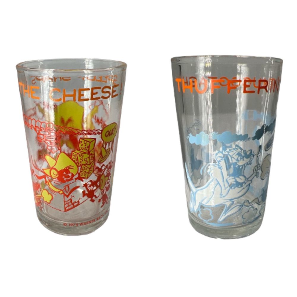 VTG Looney Tunes Glasses 1974 Speedy Thufferin Thcotash embossed bugs Sylvester